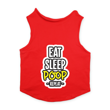 PawsIndia Sleeveless Printed Cat T-Shirt - Eat-Sleep-Poop